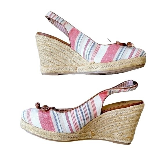 G.h. Bass & Co. Red/Blue Striped Canvas Sling Back Espadrilles 8.5 - Picture 2 of 8